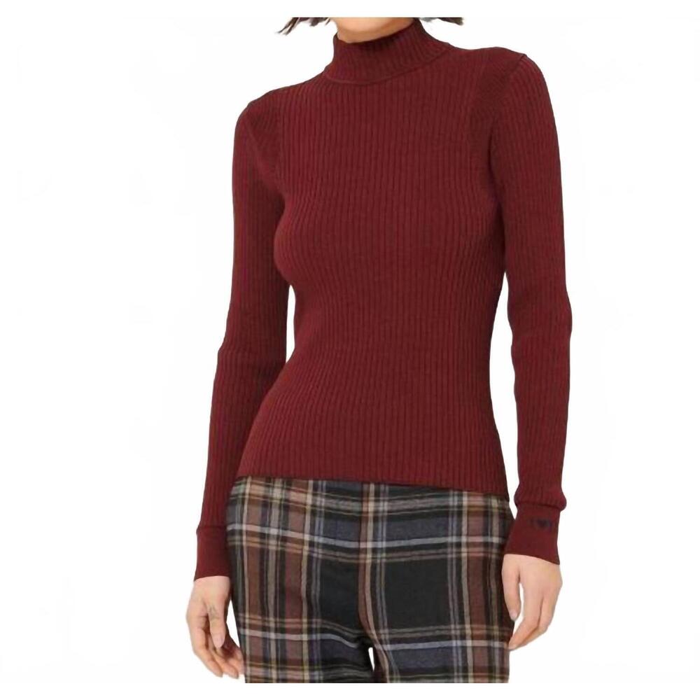NEW TARA JARMON prudie pull on sweater in bordeaux